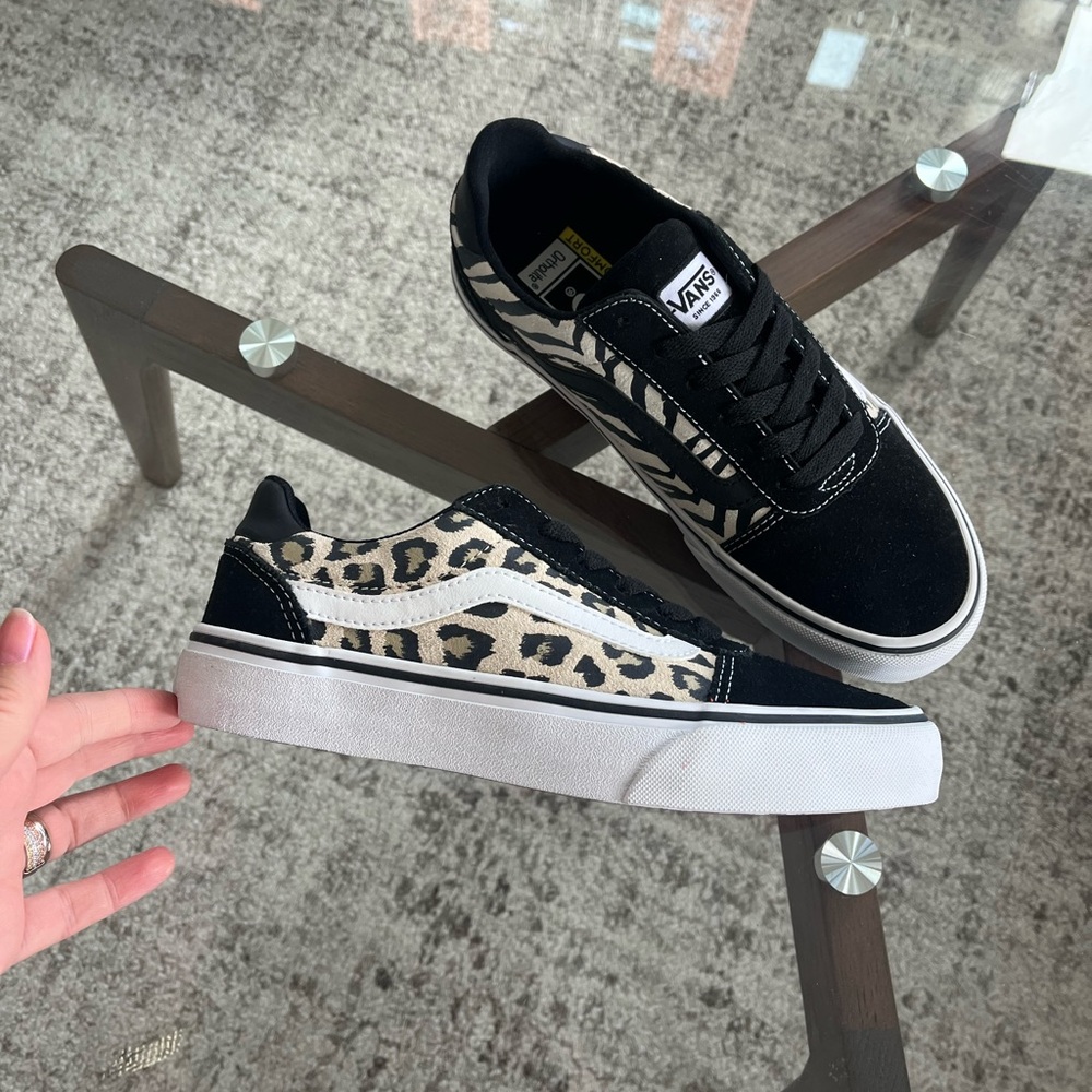 Vans Old Skool Zebra & Leopard Panel Sneakers - Black, Beige, White